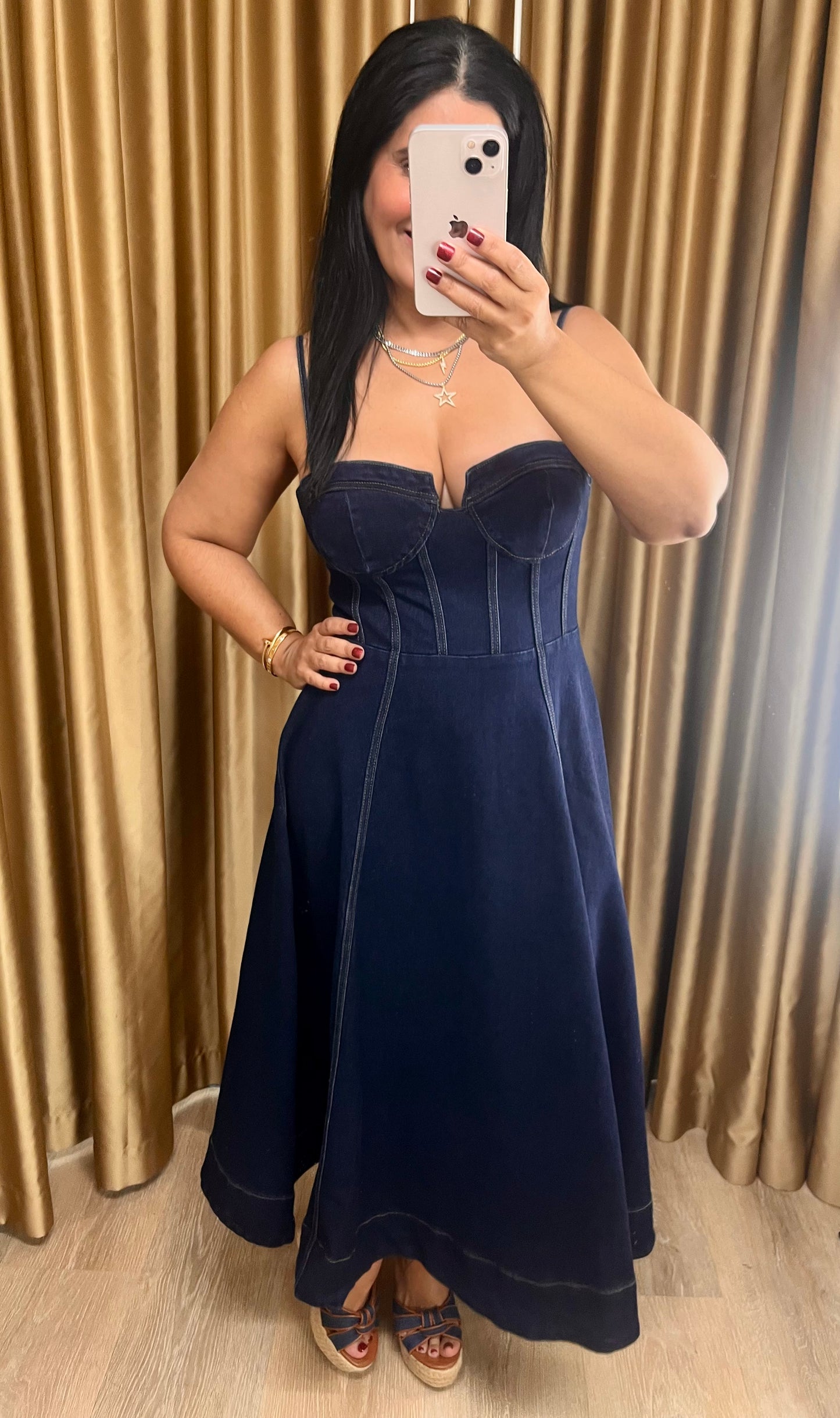 Corset Jean Midi Dress