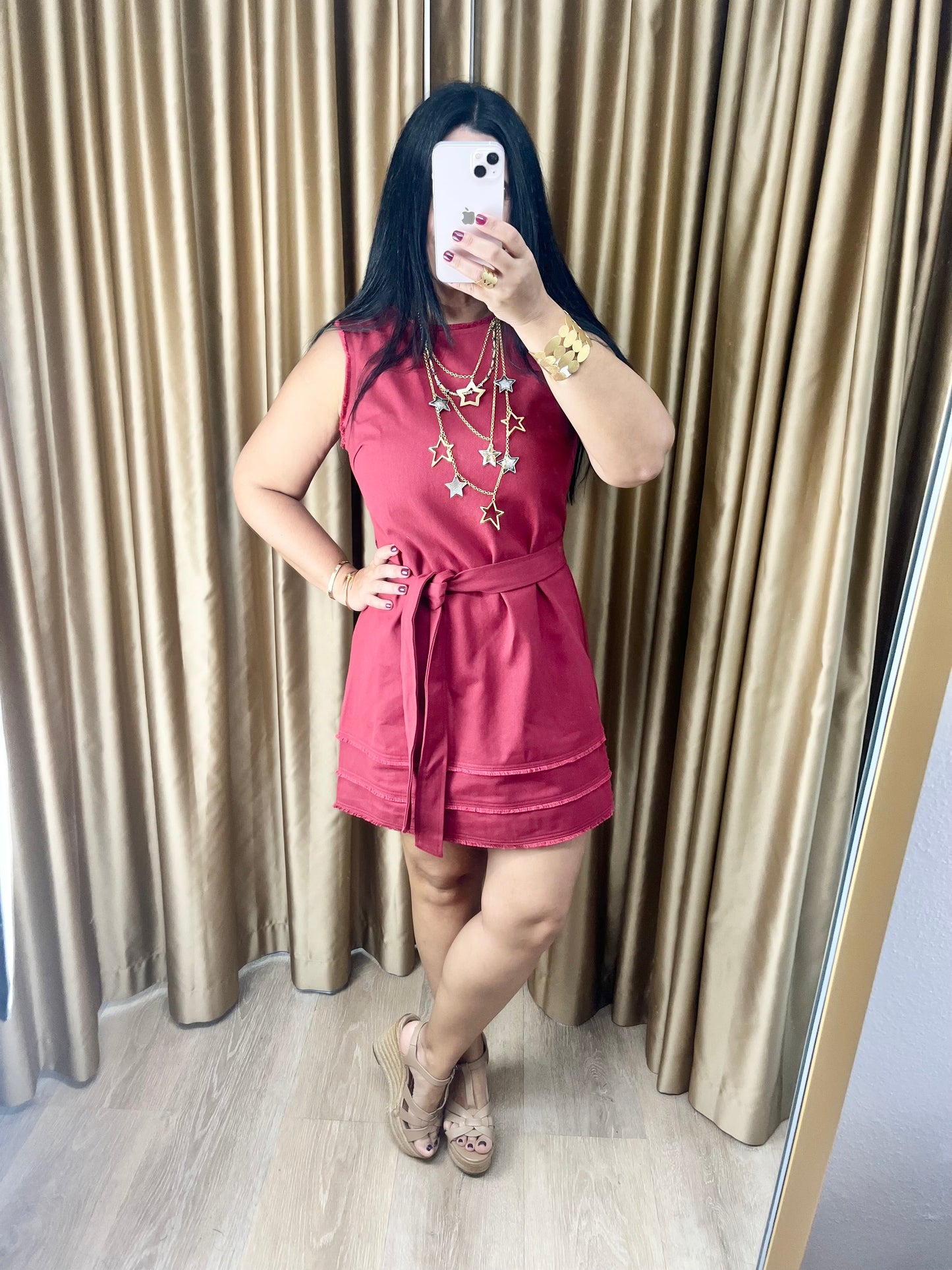 Fringe Detail Mini Dress