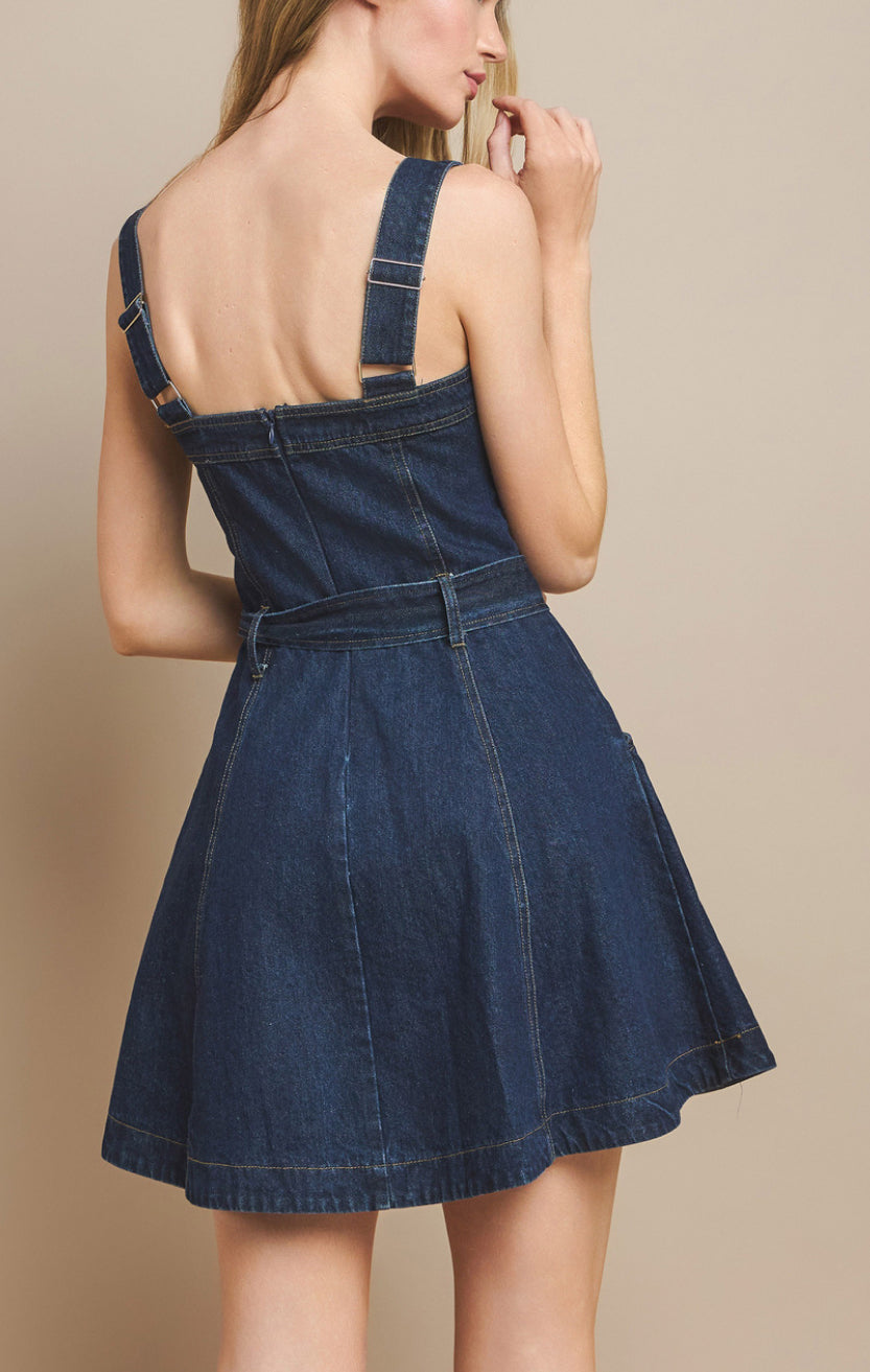 A-line Mini Denim Dress with Stash