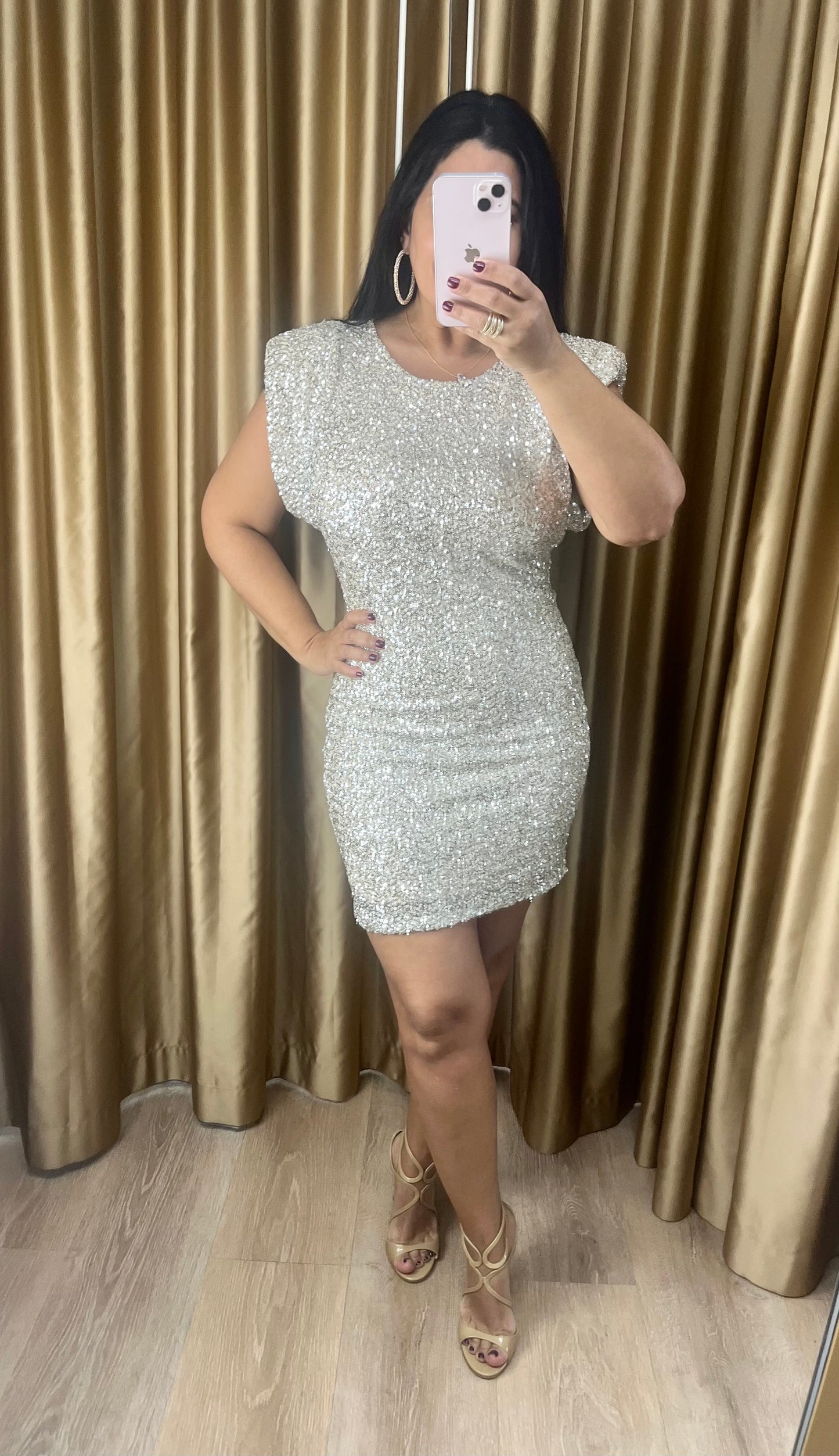 Sequins Silver Short Dress