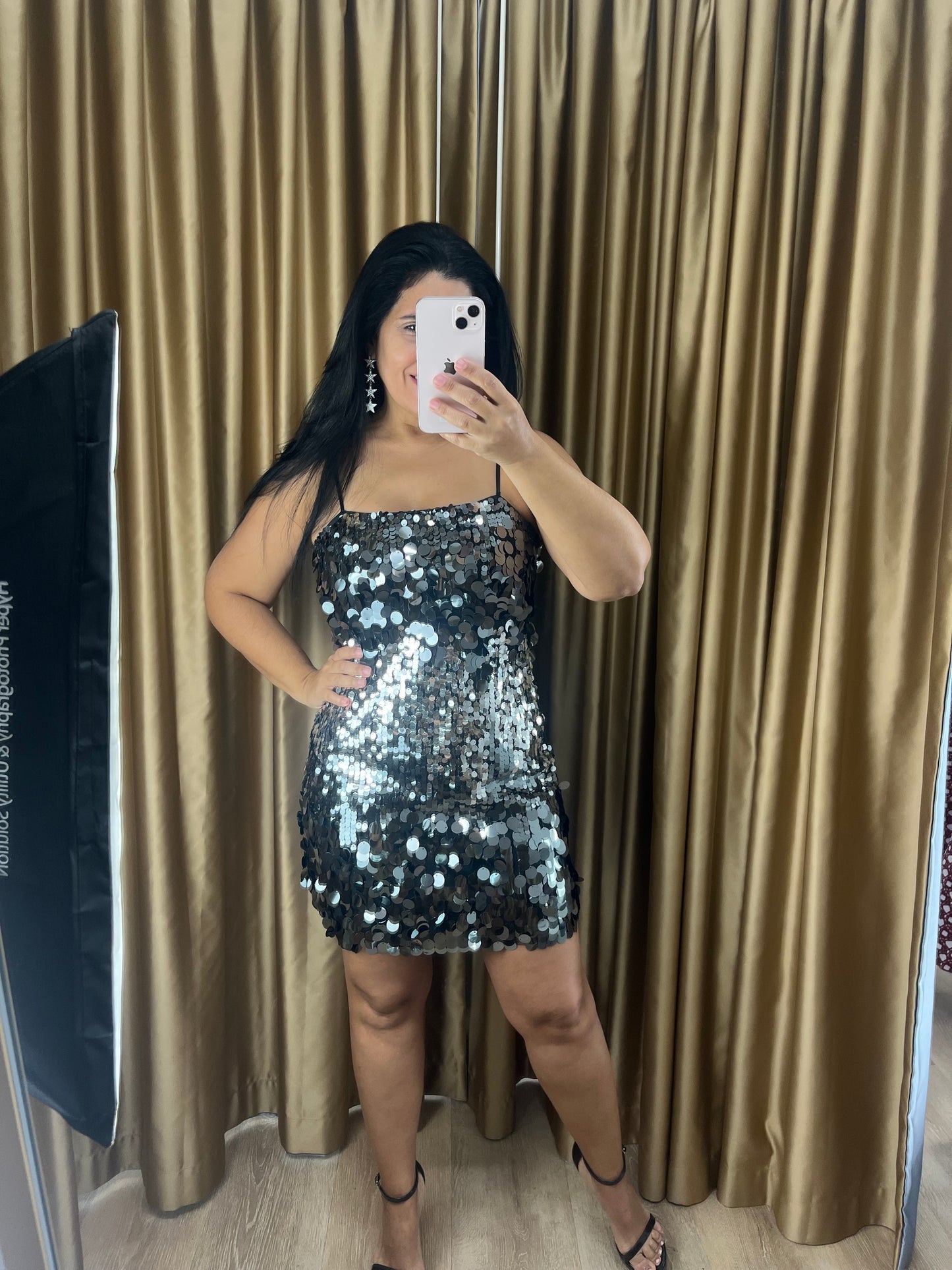 Big Sequins Ombre Silver Dress