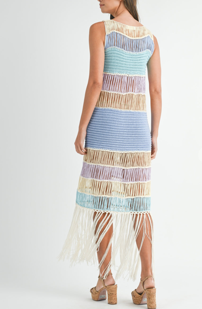 Multi-Color Fringe Crochet Cover-Up