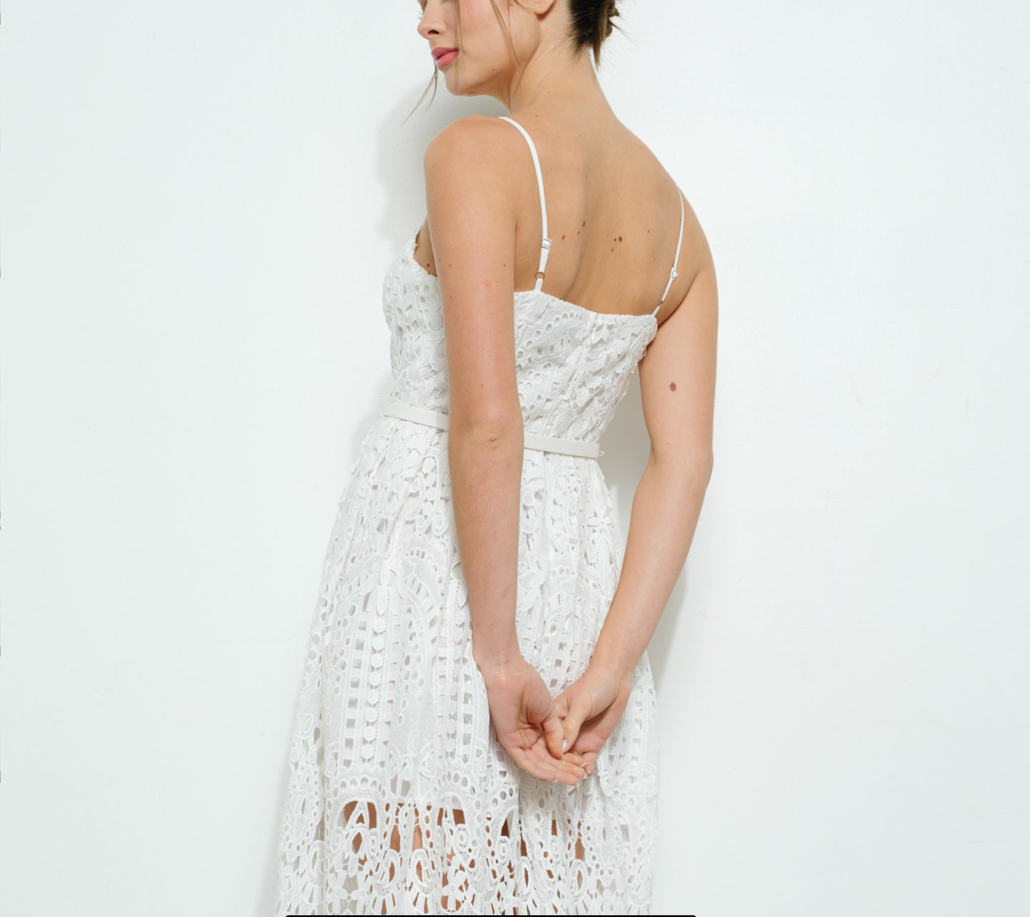 White Lace Corset Maxi Dress