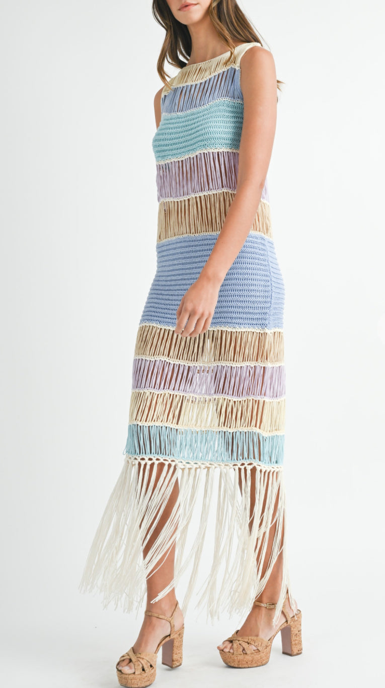 Multi-Color Fringe Crochet Cover-Up