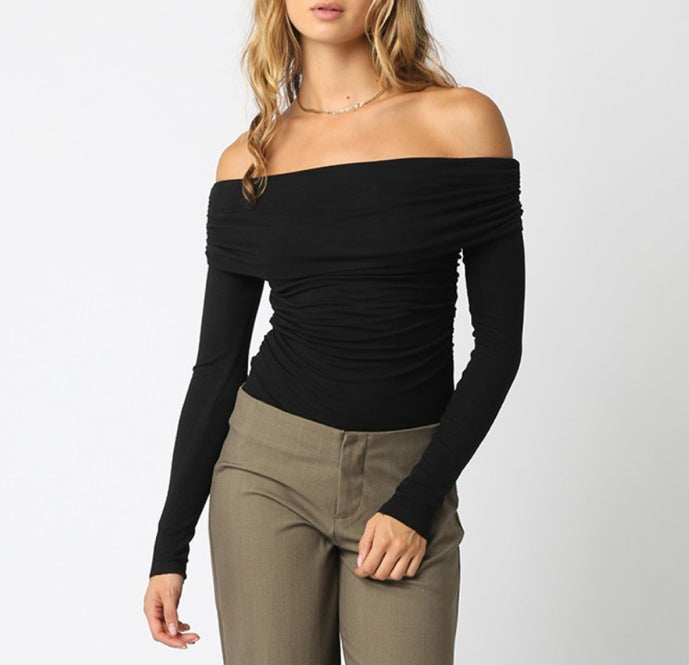 Off Shoulder Black Bodysuit