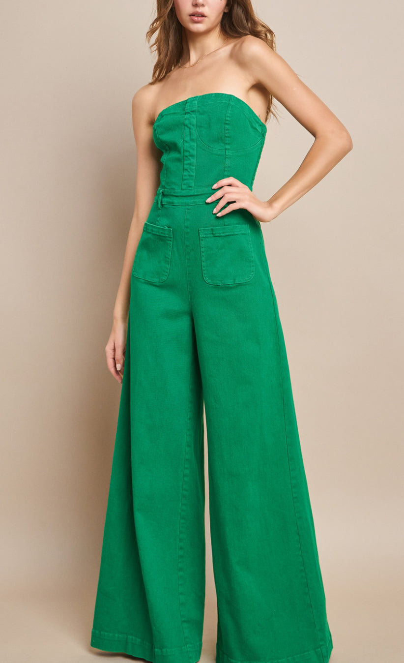 Green Denim Jumpsuit