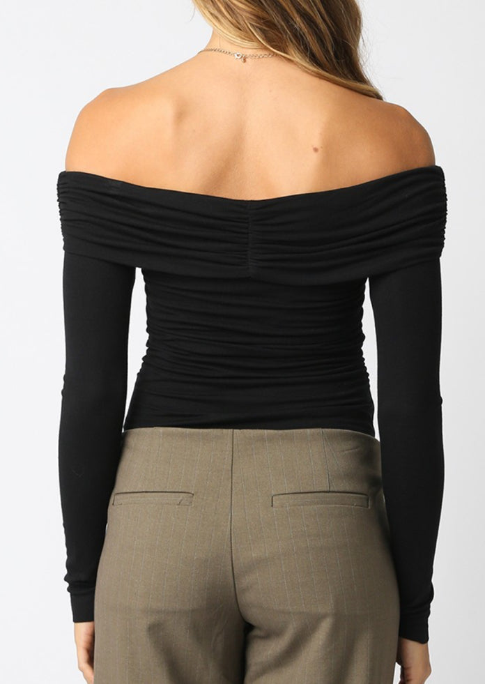 Off Shoulder Black Bodysuit