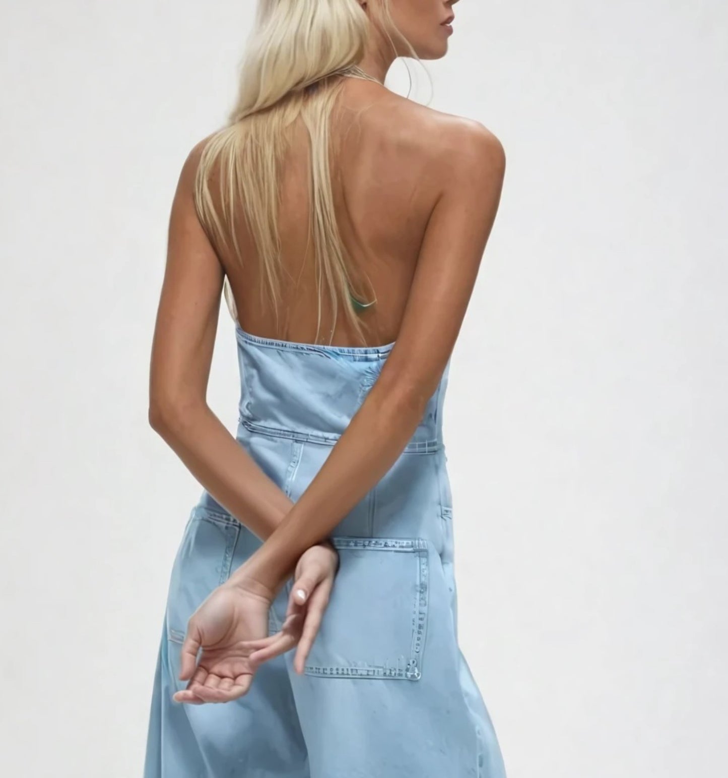 Denim Halter Jumpsuit