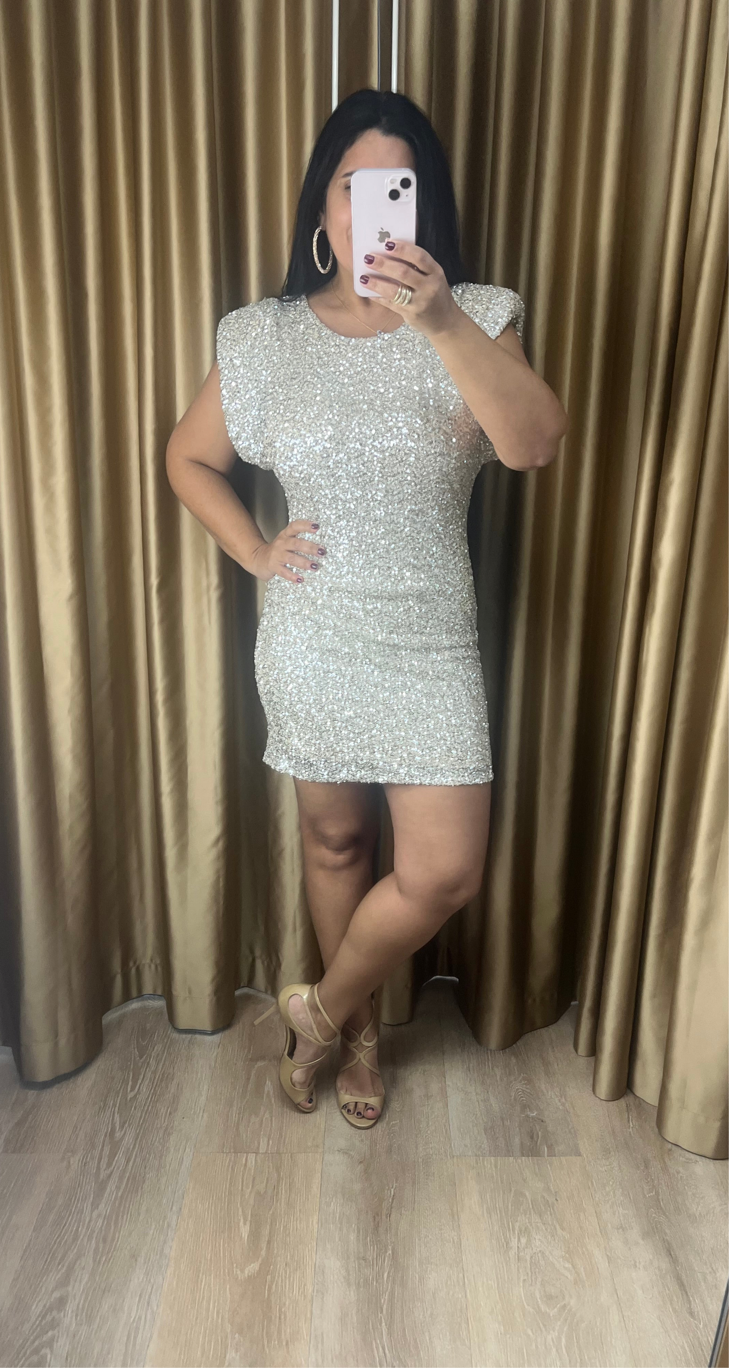 Sequins Silver Short Dress
