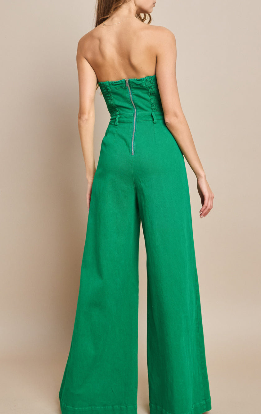 Green Denim Jumpsuit