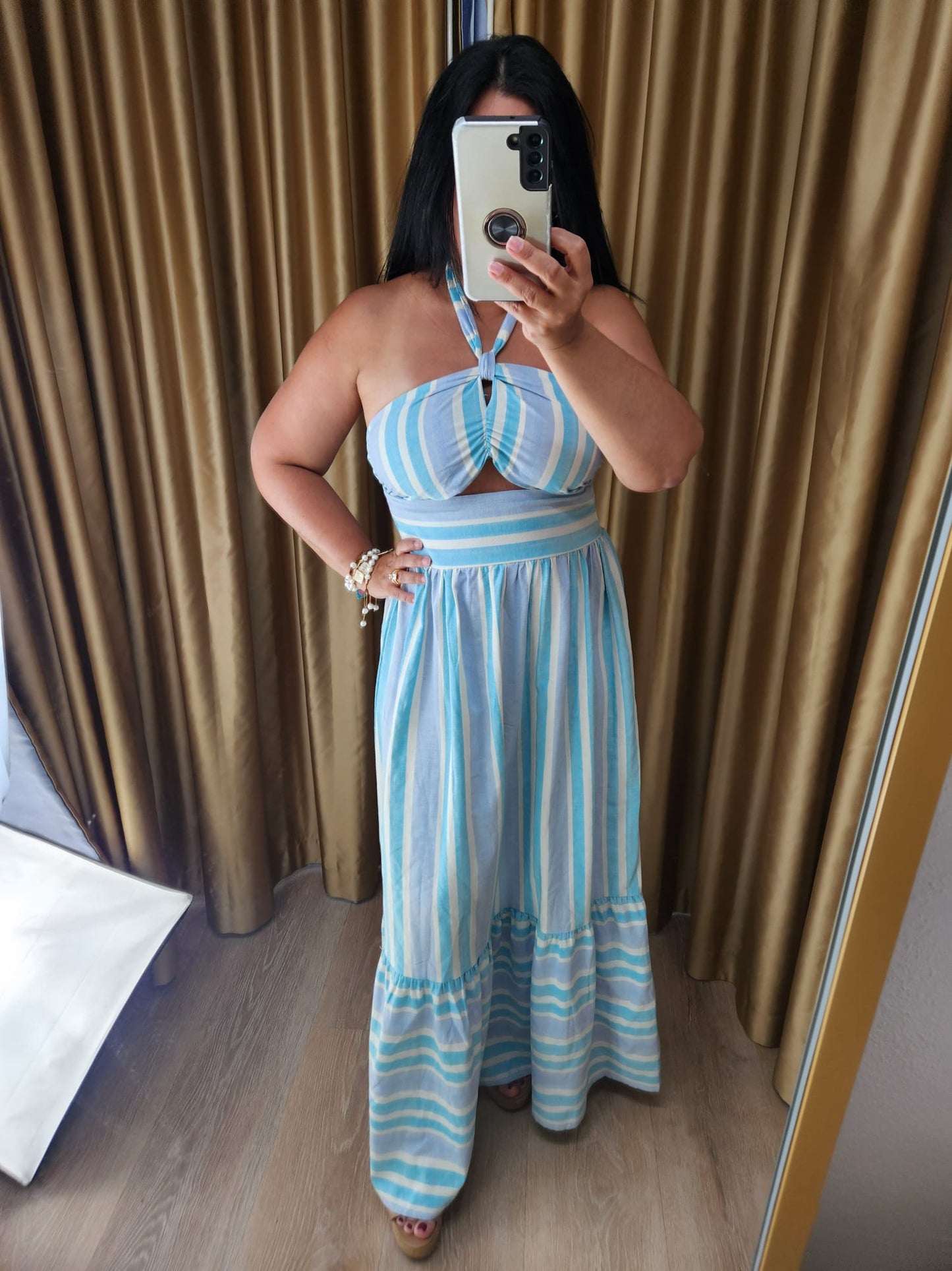 Blues Stripes Midi Dress