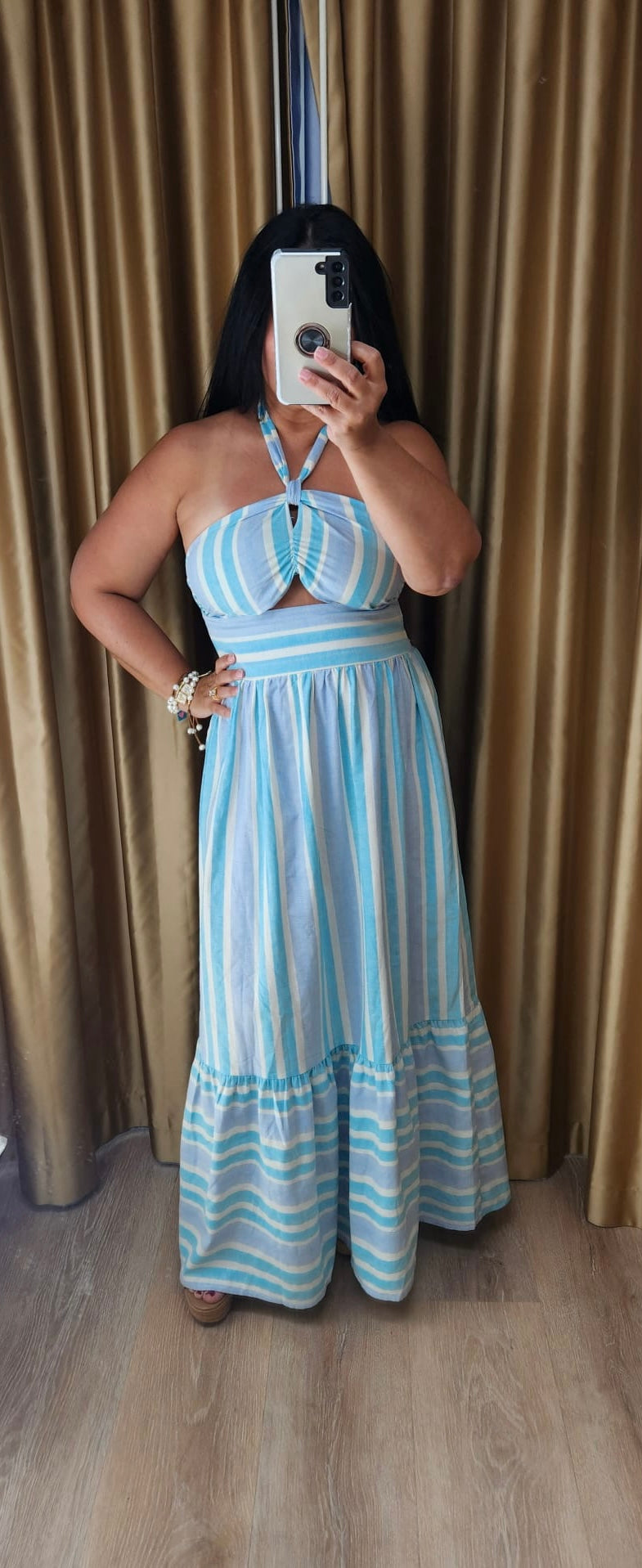 Blues Stripes Midi Dress