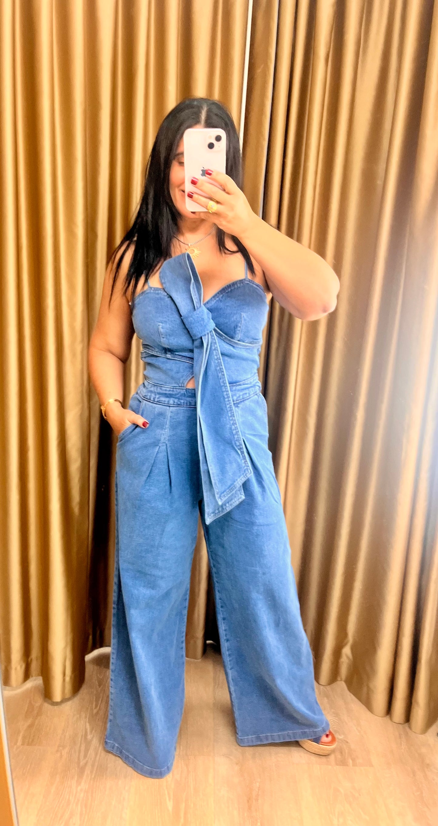 Bow Jean Jumpsuit