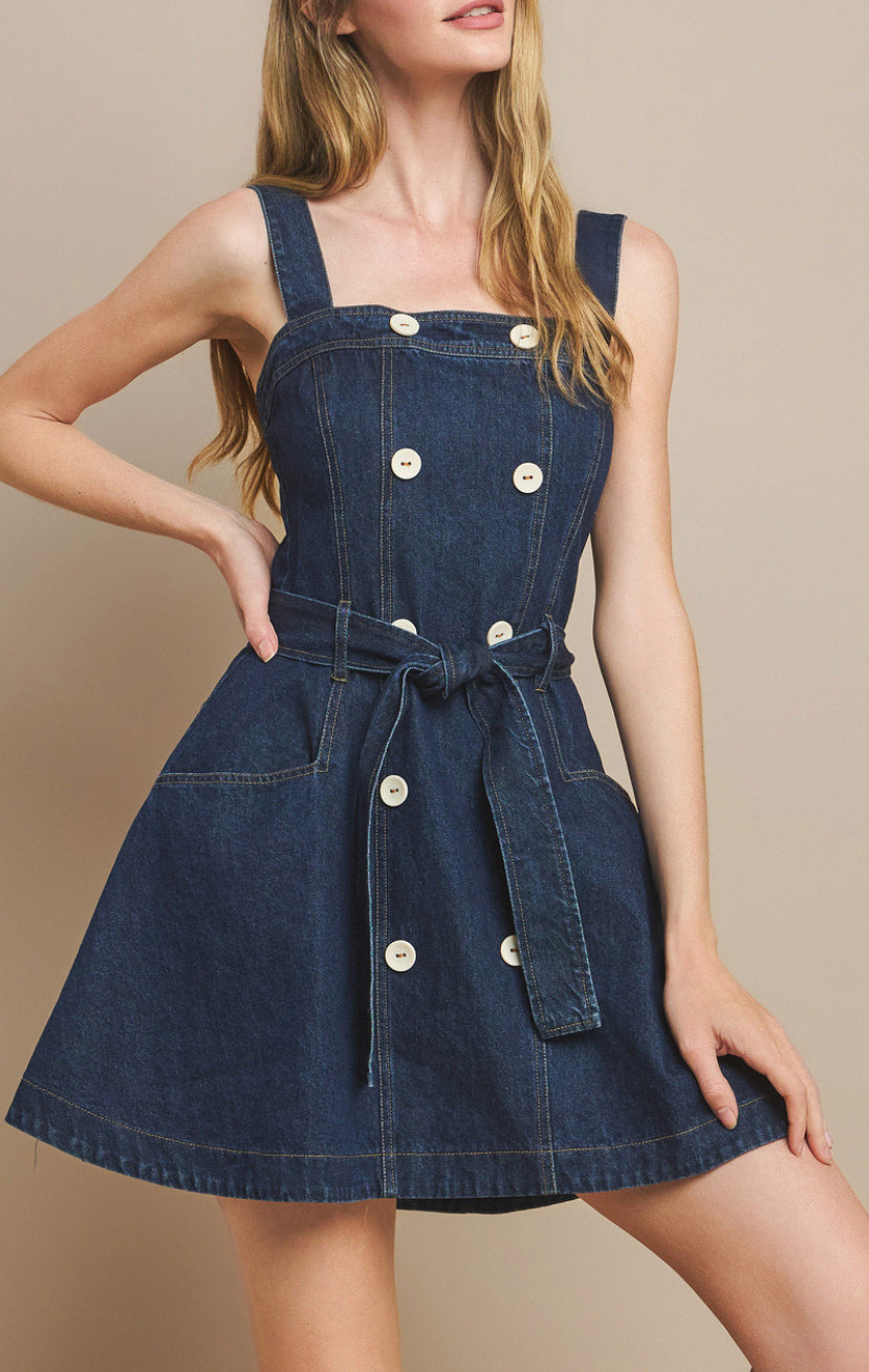 A-line Mini Denim Dress with Stash