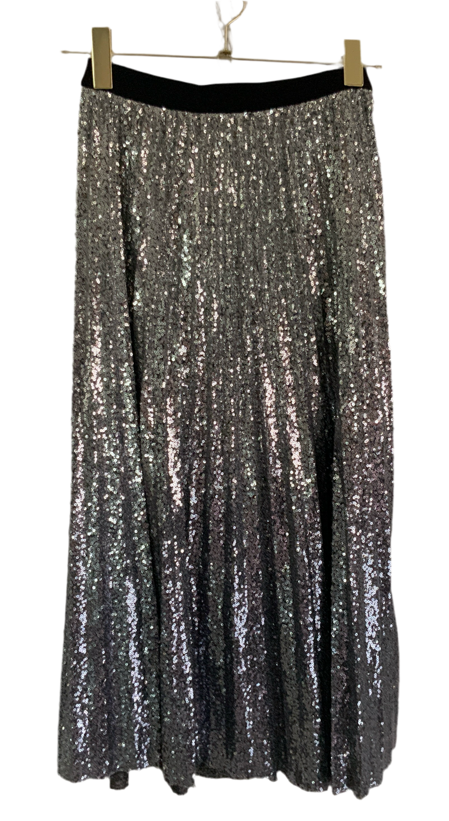 SEQUINS SILVER & TEAL OMBRE PLEAT SKIRT