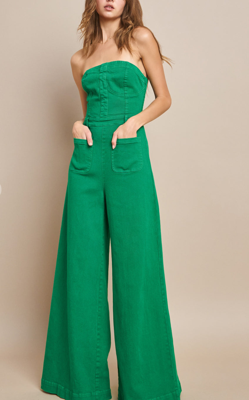 Green Denim Jumpsuit