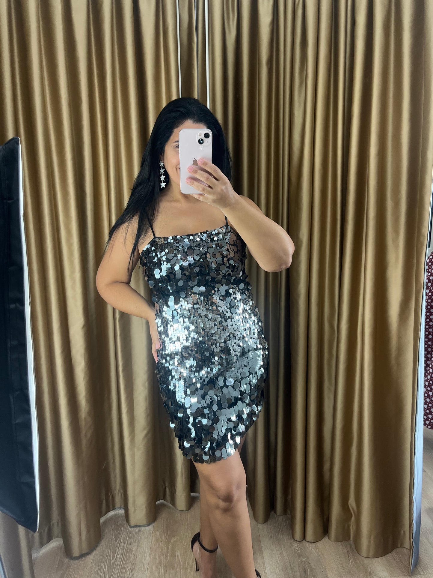 Big Sequins Ombre Silver Dress