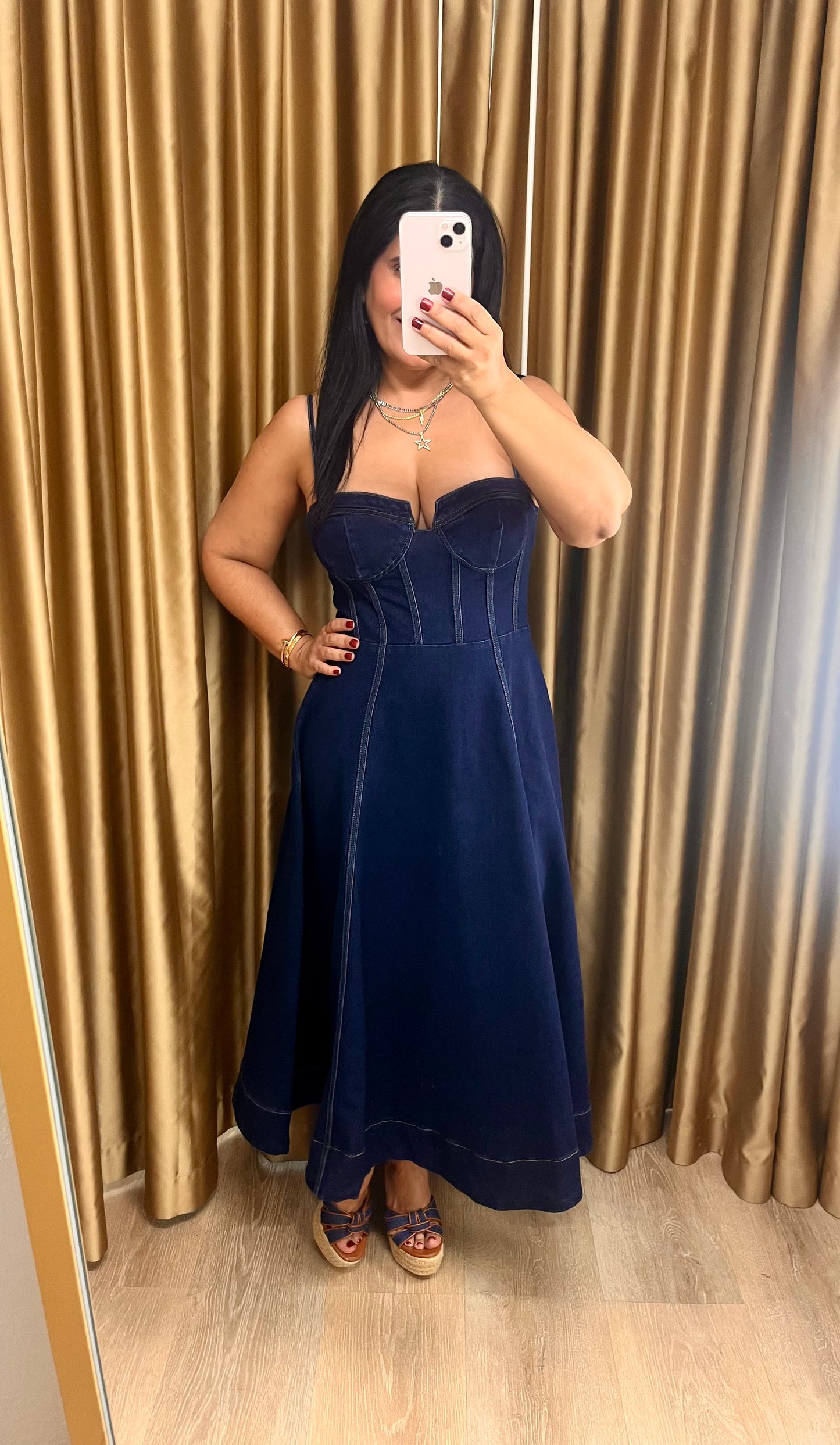 Corset Jean Midi Dress