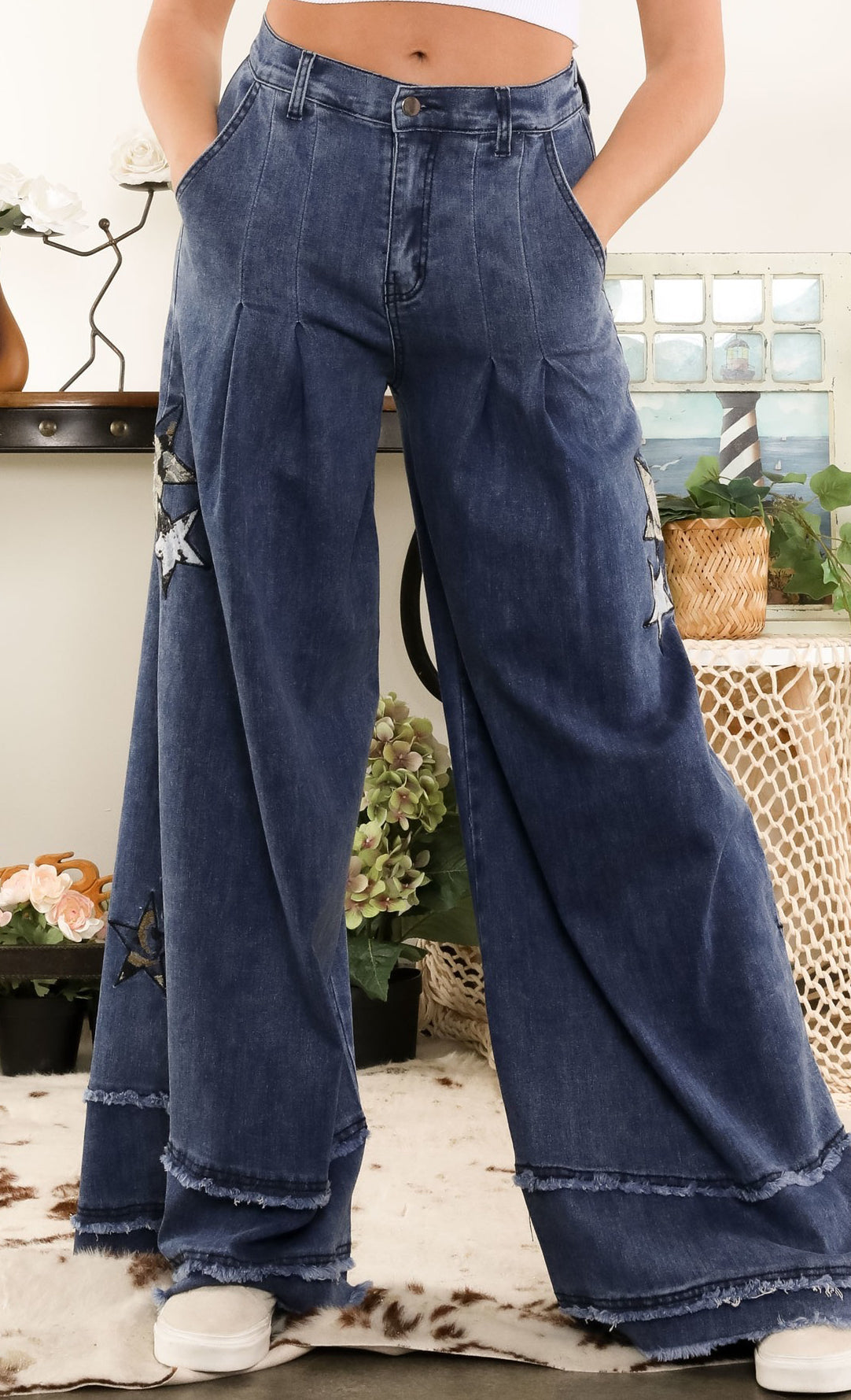 DENIM STAR PATCH WIDE PANT