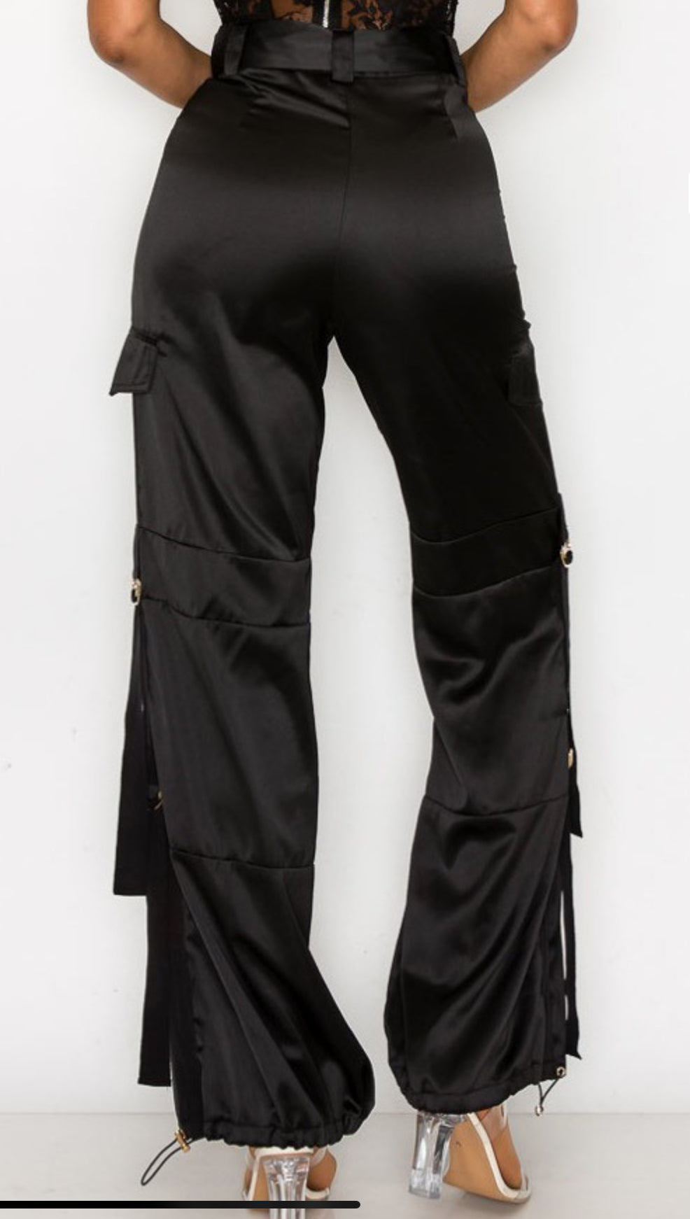 Satin. Belted Cargo Pants