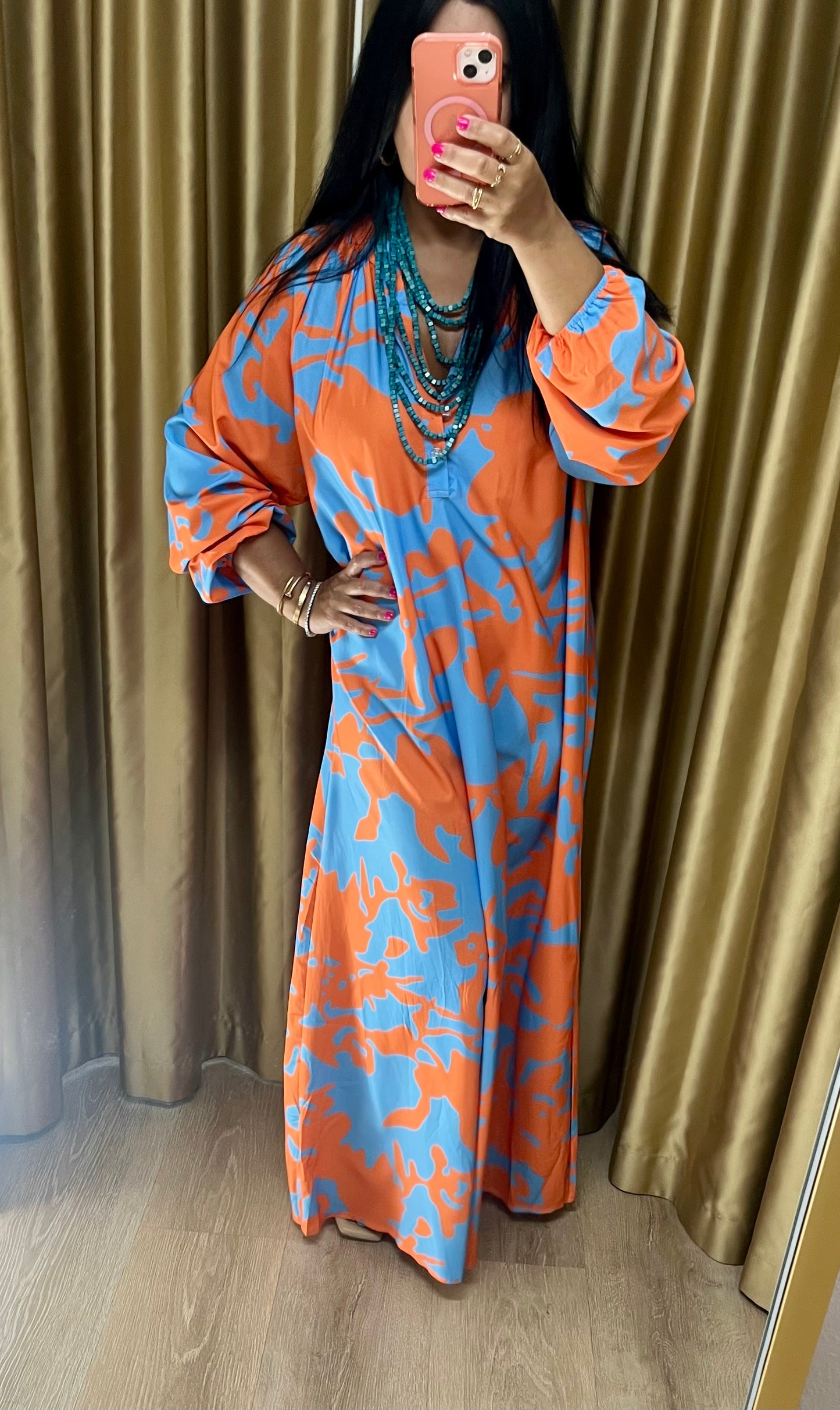Orange & Blue Maxi Dress