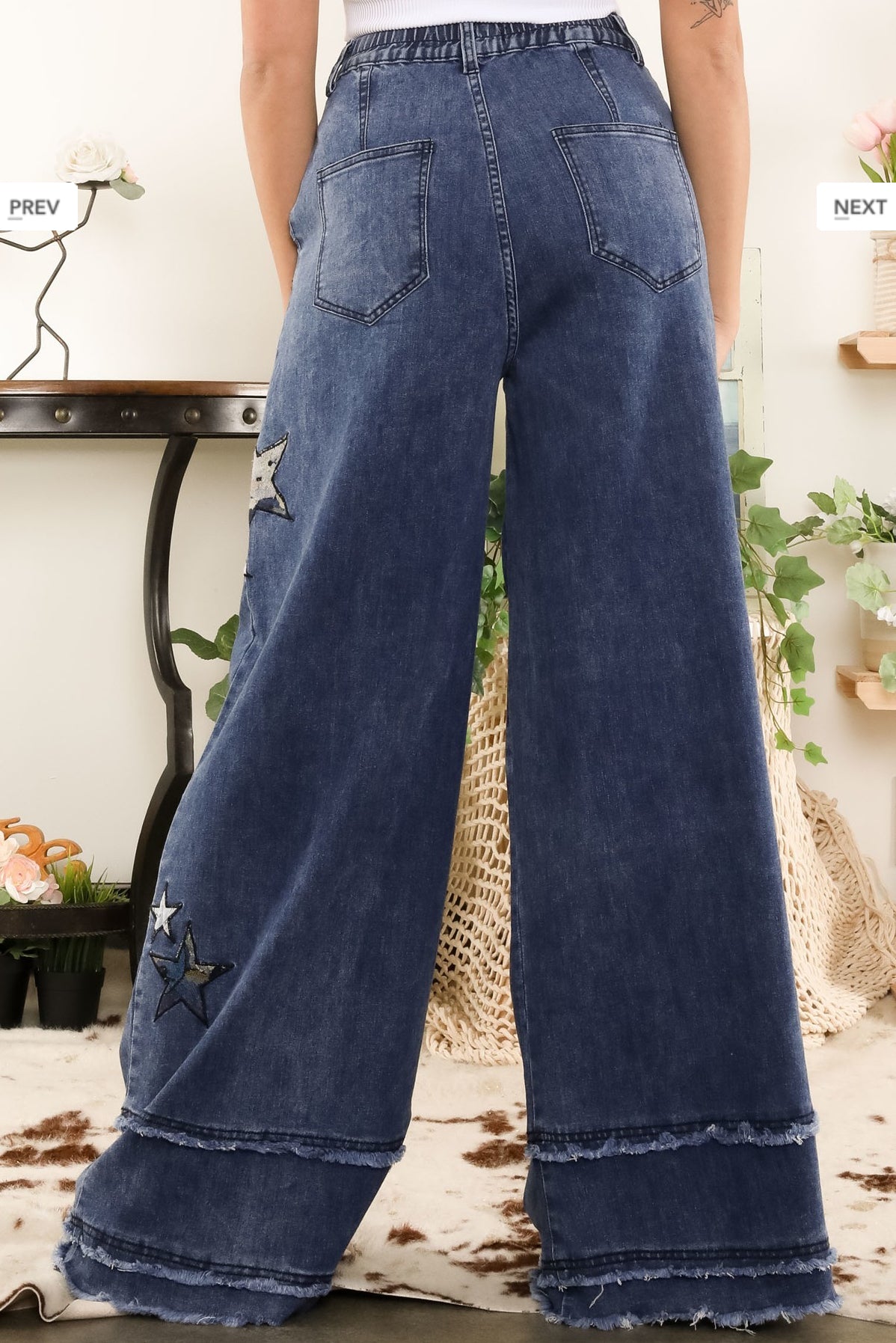 DENIM STAR PATCH WIDE PANT