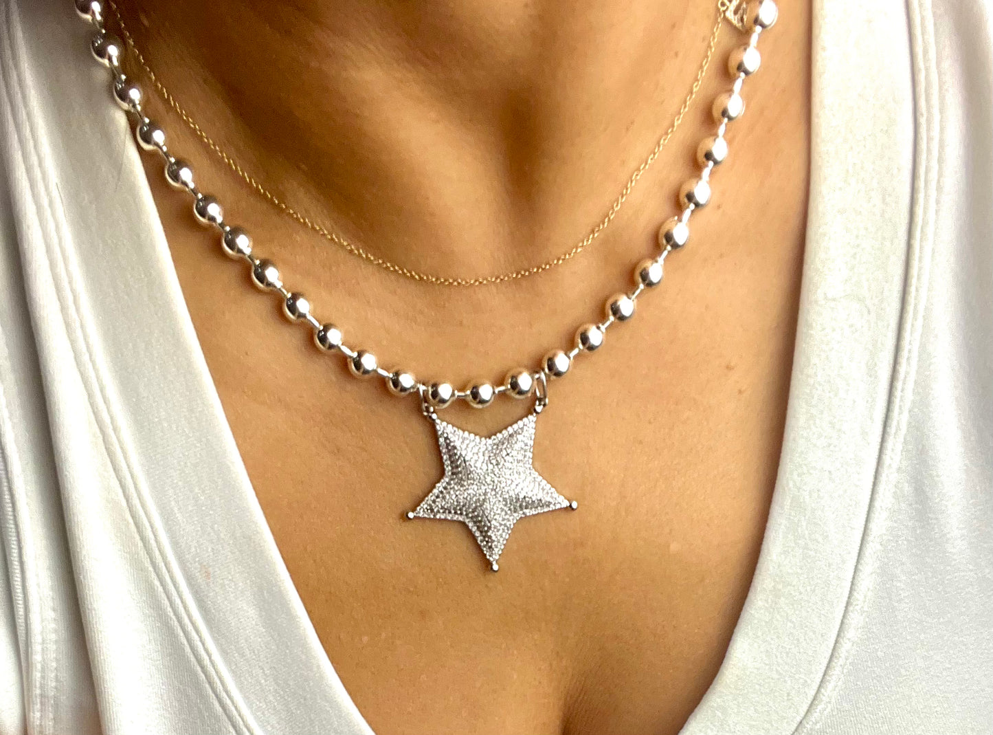 Silver Chain Star Necklace