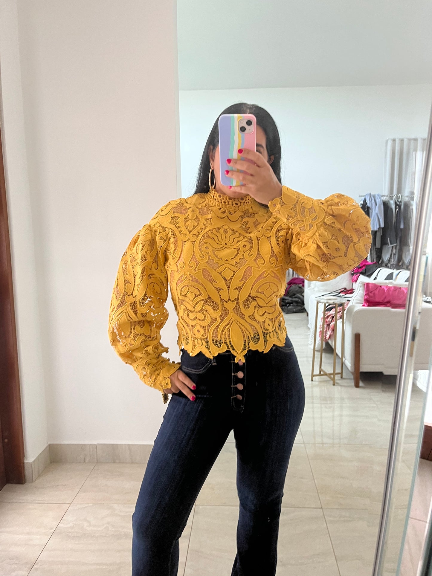 Long sleeves lace blouse