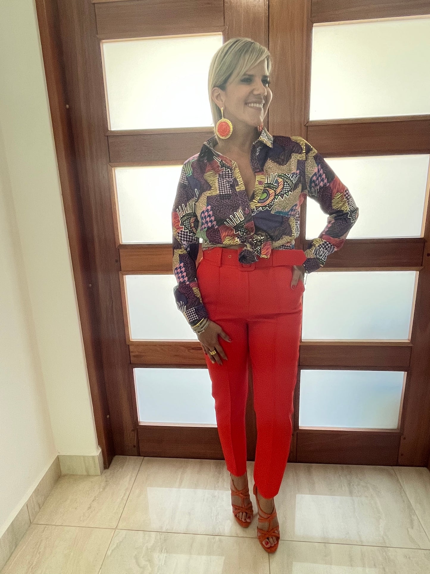 Satin printed blouse