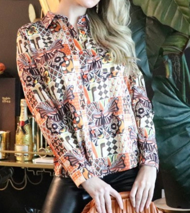Satin printed blouse