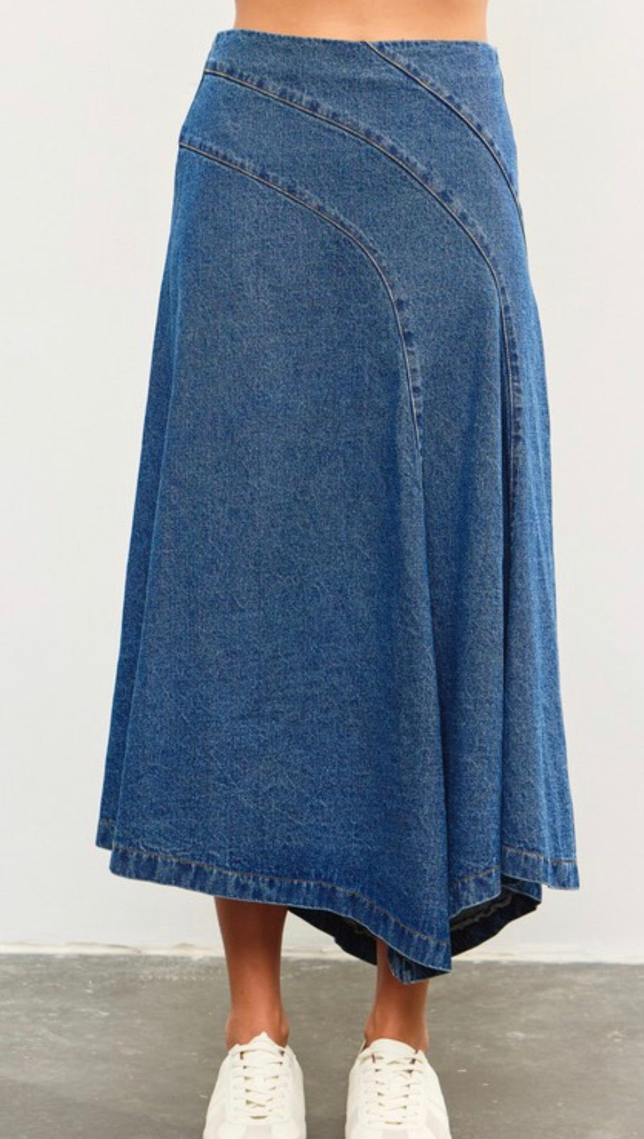 MIDI A-LINE JEAN SKIRT