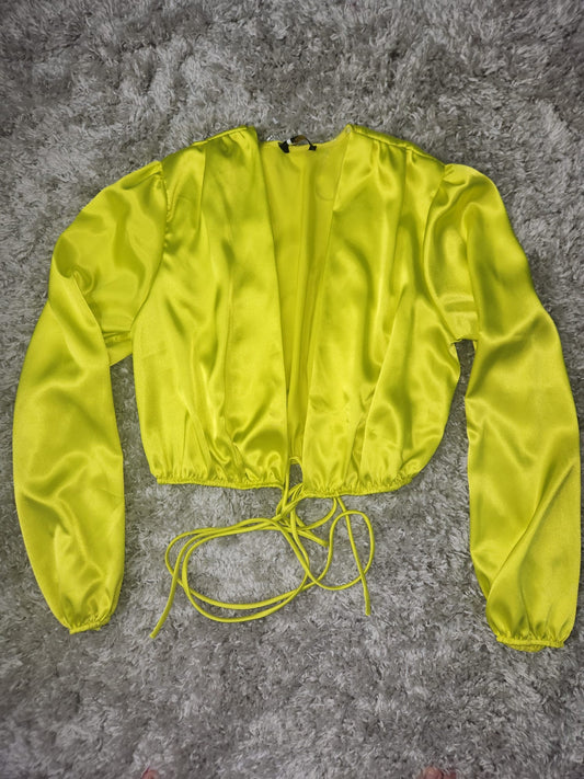 Neon Yellow Wraparound Blouse