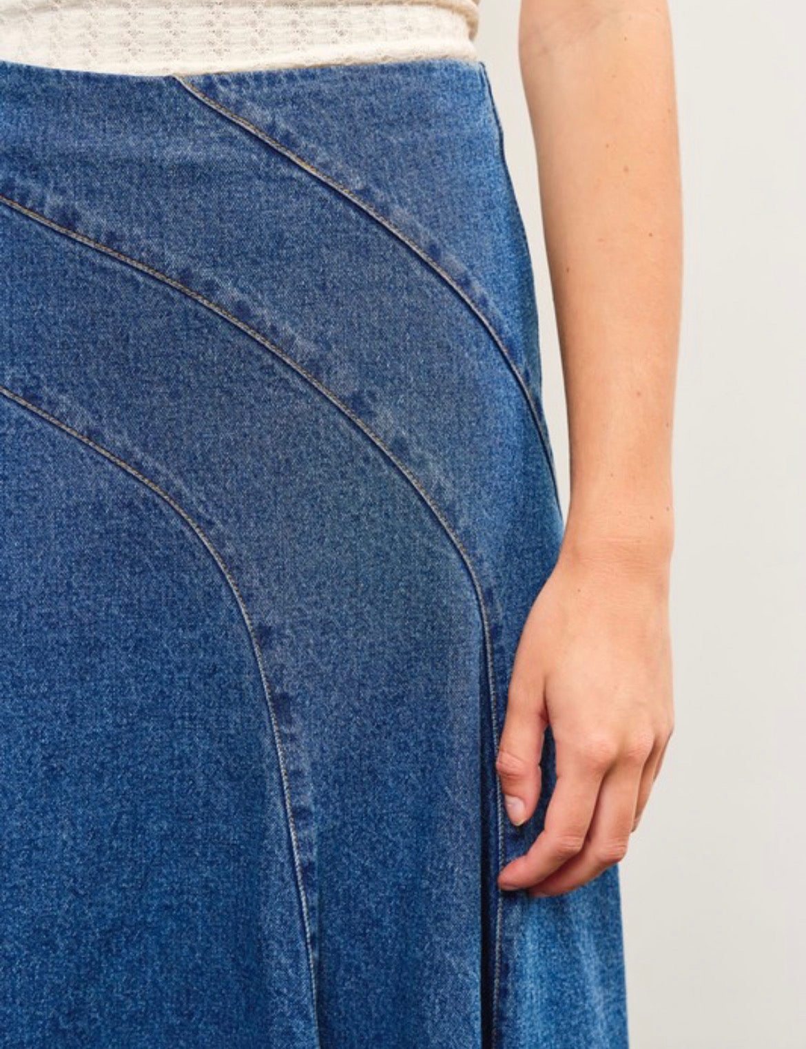 MIDI A-LINE JEAN SKIRT