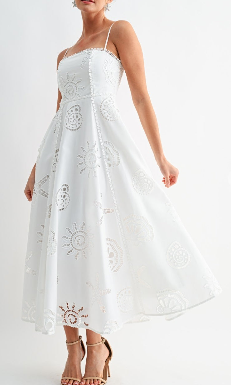 Seaside Eyelet Midi Dress
