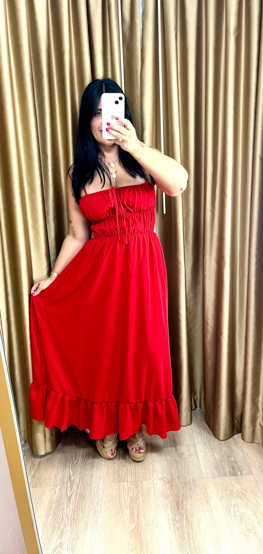 Backless Red Maxi Dress