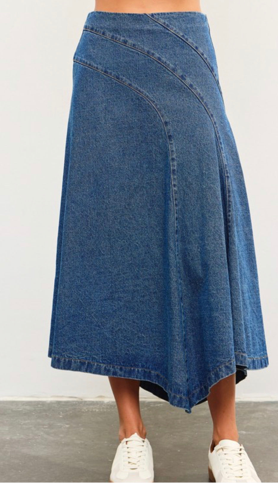 MIDI A-LINE JEAN SKIRT