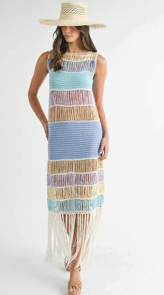 Multi-Color Fringe Crochet Cover-Up