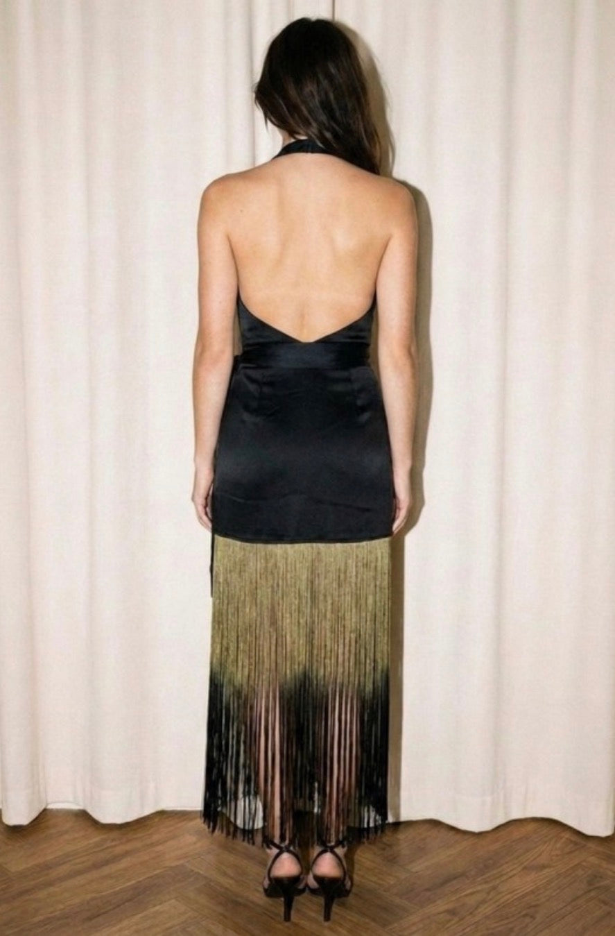 Olé Halter Fringe Dress