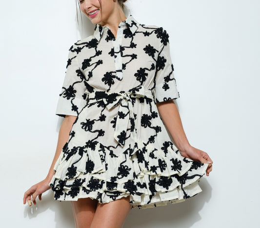 Embroidered Floral Mini Dress