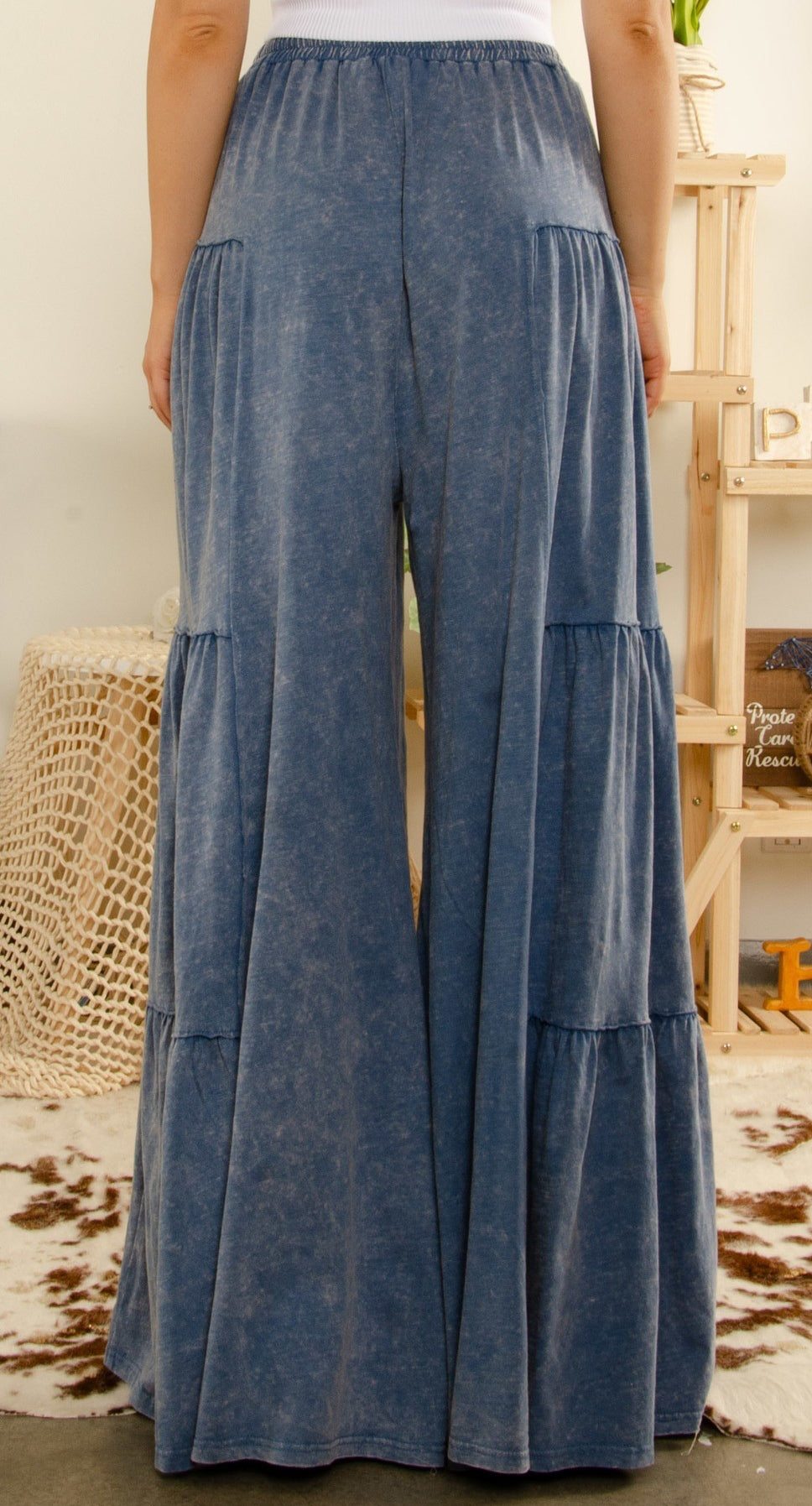 BOHO MULTI-TIERED DENIM PANTS