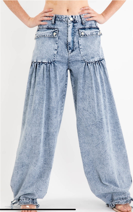 FRONT POCKETS DENIM PANTS