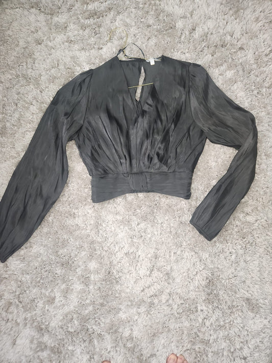 Black Bow Waist Blouse