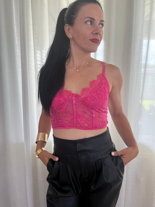 Lace Fuscia Top