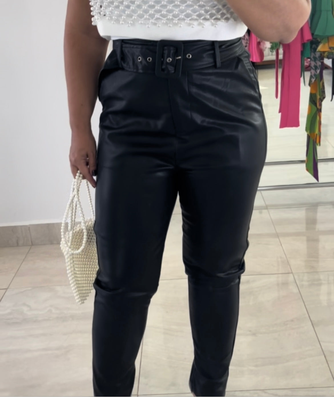 Pleather pants w/belt