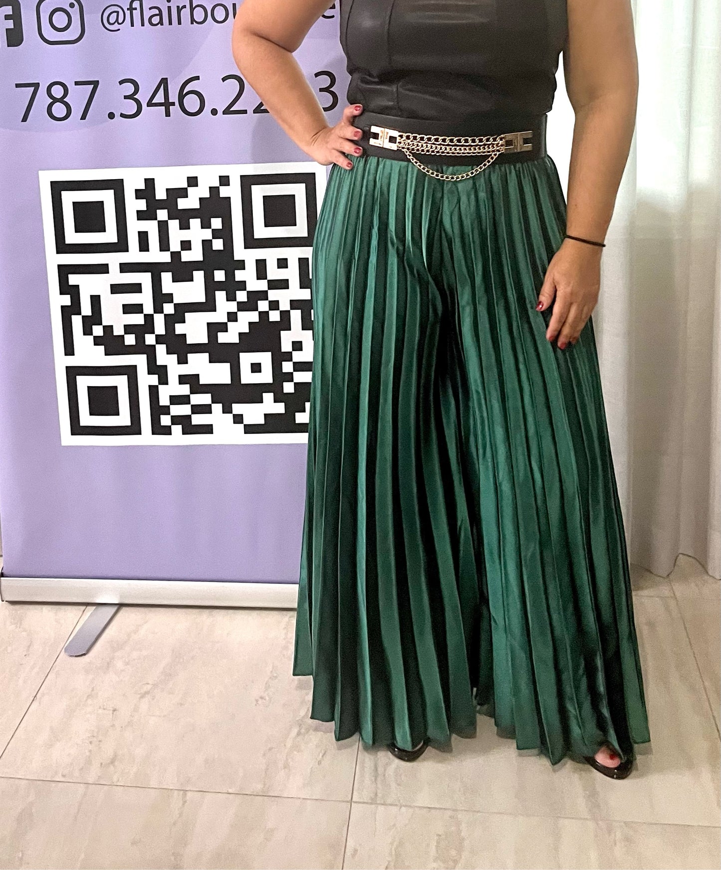 Pleated Satin Palazzos