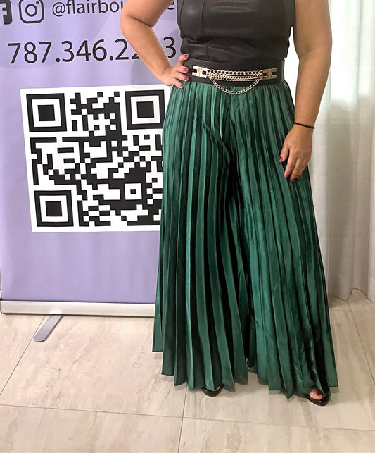 Pleated Satin Palazzos