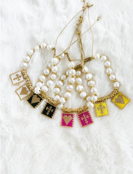 Heart + Cross Pearls Bracelet